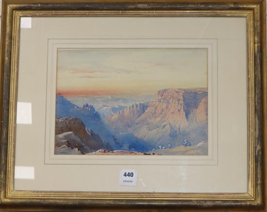English School c.1900, watercolour, Middle Eastern mountain landscape, 25 x 35cm